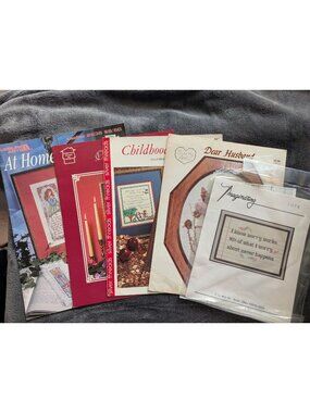 Lot of 5 Cross Stitch Pattern Books/Leaflets - Words from the Heart